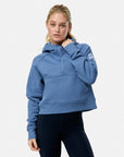 Sierra Half Zip Crop Hoodie in Oasis Blue