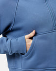 Sierra Half Zip Crop Hoodie in Oasis Blue