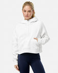 Sierra Half Zip Crop Hoodie in White Marl