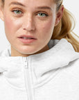 Sierra Half Zip Crop Hoodie in White Marl