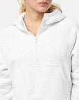 Sierra Half Zip Crop Hoodie in White Marl