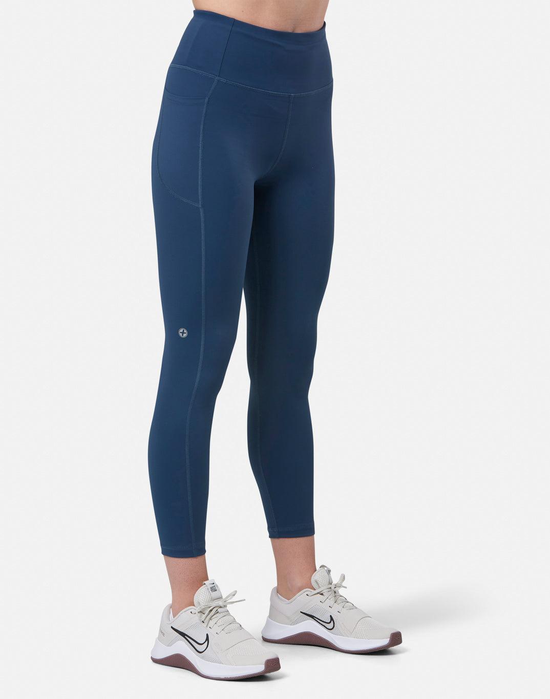 New Balance Running Relentless high rise leggings with logo waistband in  navy blue