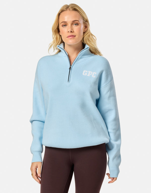 Knit Half Zip in Baby Blue