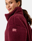 Industry Fleece High Collar Jacket in Cherry Crush