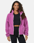 Industry Fleece High Collar Jacket in Crisp Pink