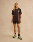 Oversized Print Tee in Mocha Bean