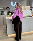 Snap Collar Sierra Sweatshirt in Fuchsia Pink