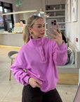 Snap Collar Sierra Sweatshirt in Neon Pink