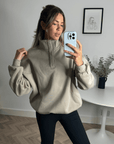 Snap Collar Sierra Sweatshirt in Rich Taupe
