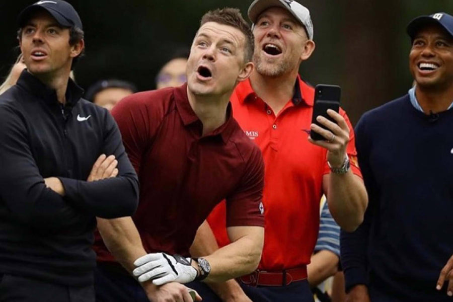 BOD rocking his G+C Polo and sinking birdies versus Tiger Woods - Gym+Coffee IE