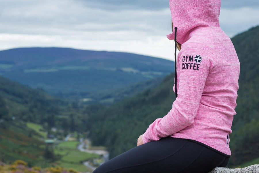 Gym+Coffee Pink Fleck Hoodie at Glendalough, Wicklow