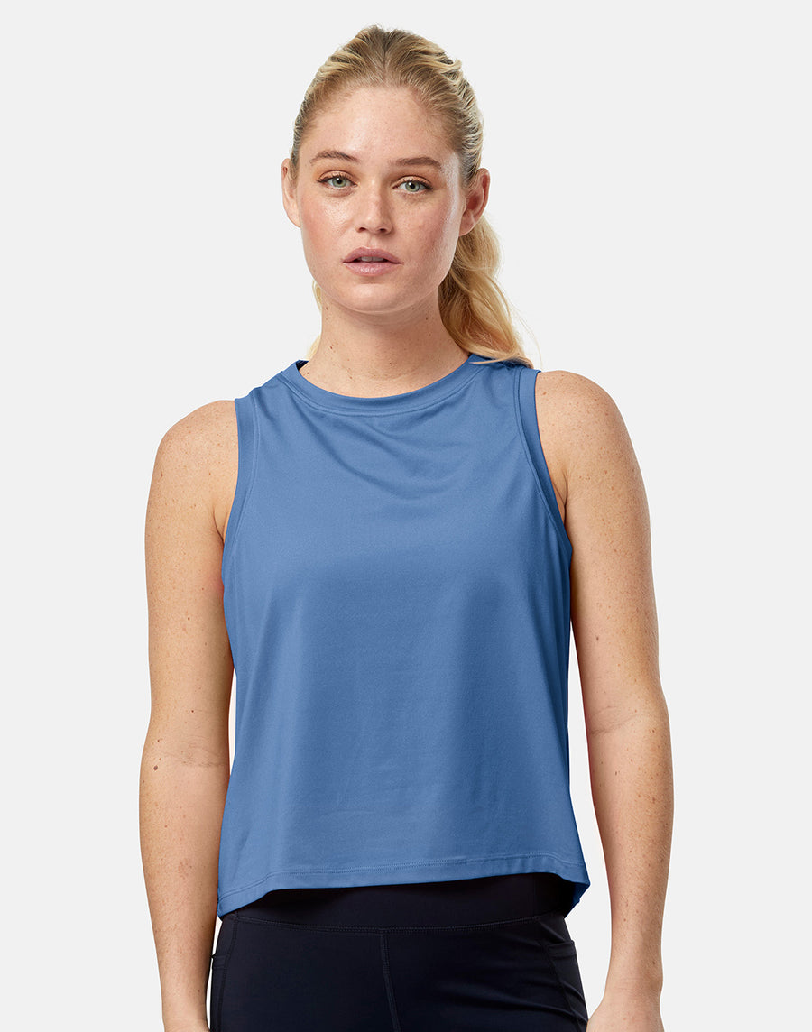 Boxy Crop Tank in Oasis Blue