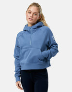 Sierra Half Zip Crop Hoodie in Oasis Blue