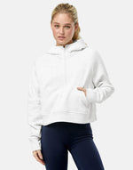 Sierra Half Zip Crop Hoodie in White Marl