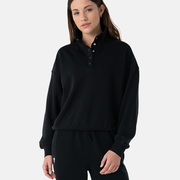 Venice Snap Collar Sweatshirt in Black