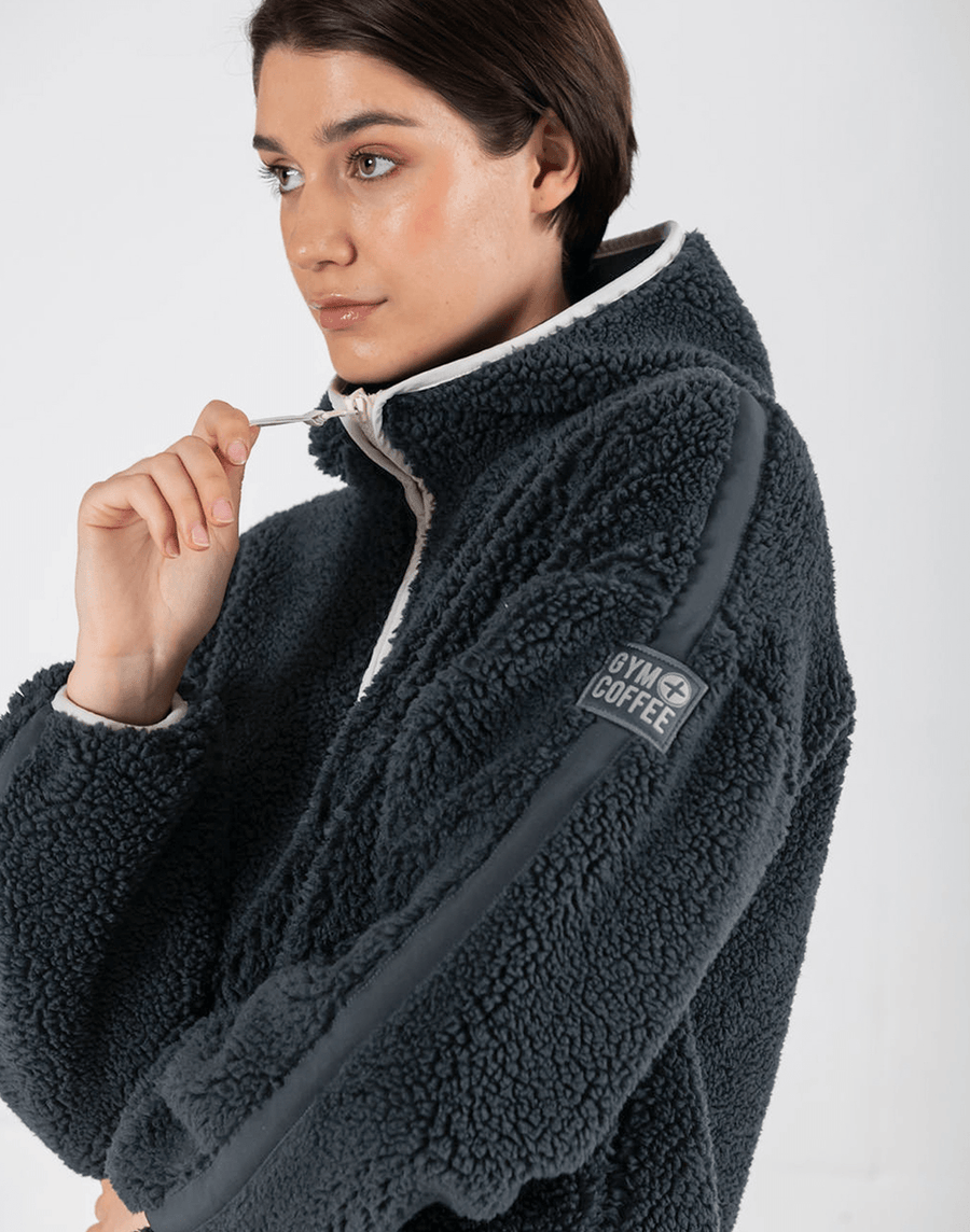 Industry Fleece Hooded Half Zip in Midnight Grey