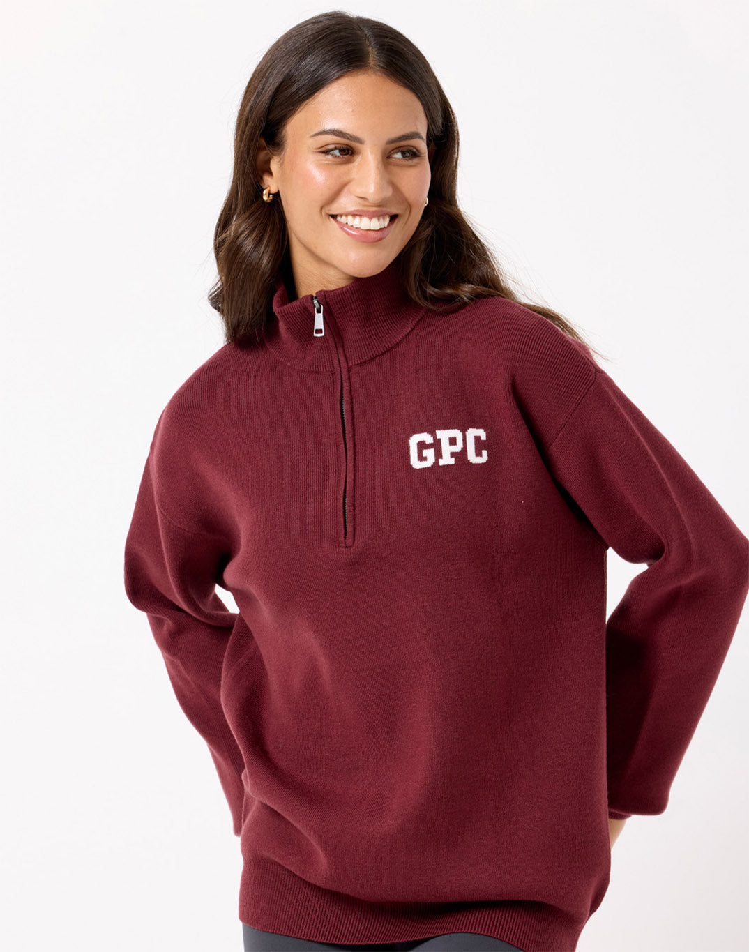 Knit Half Zip in Mulberry