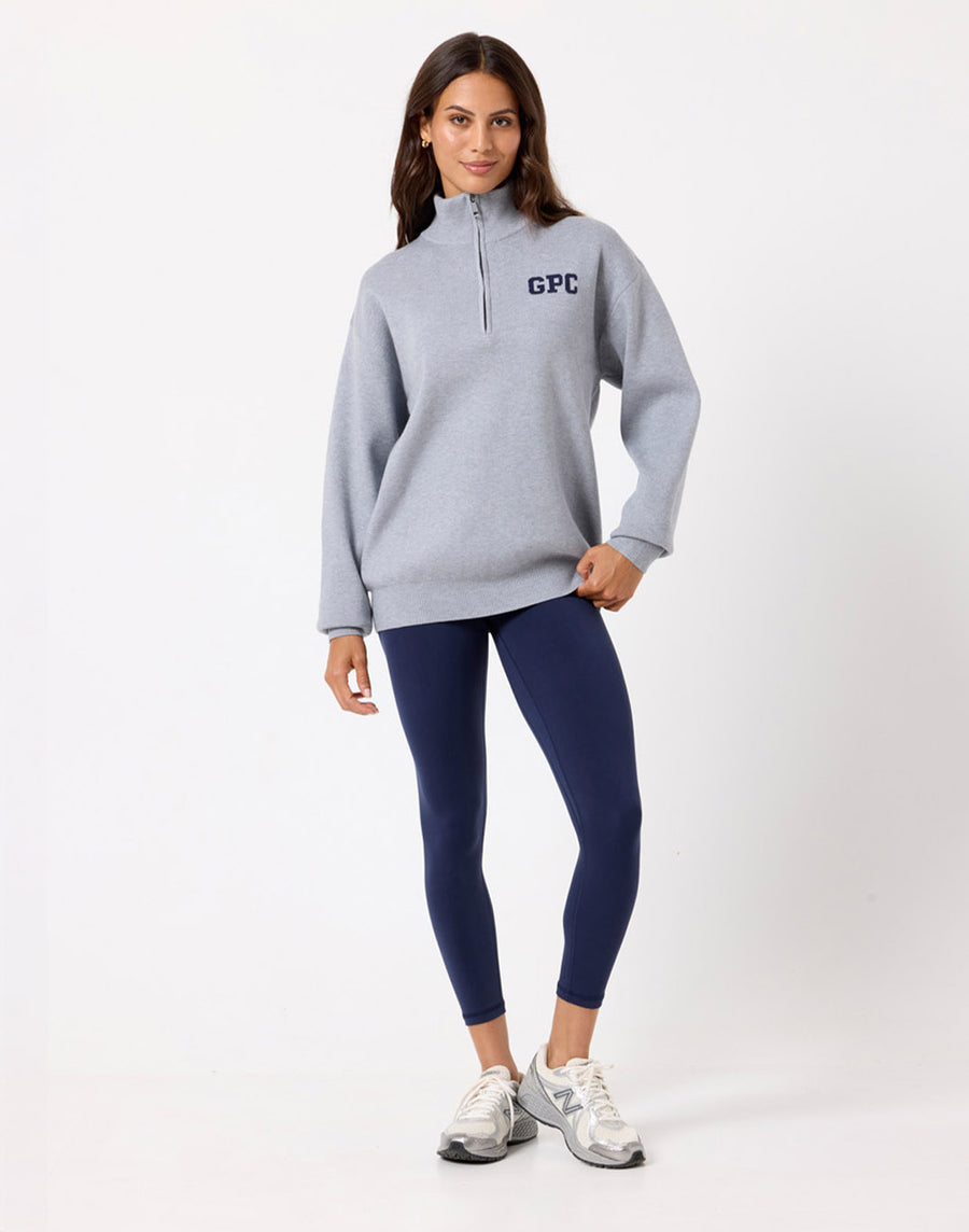 Knit Half Zip in Stone