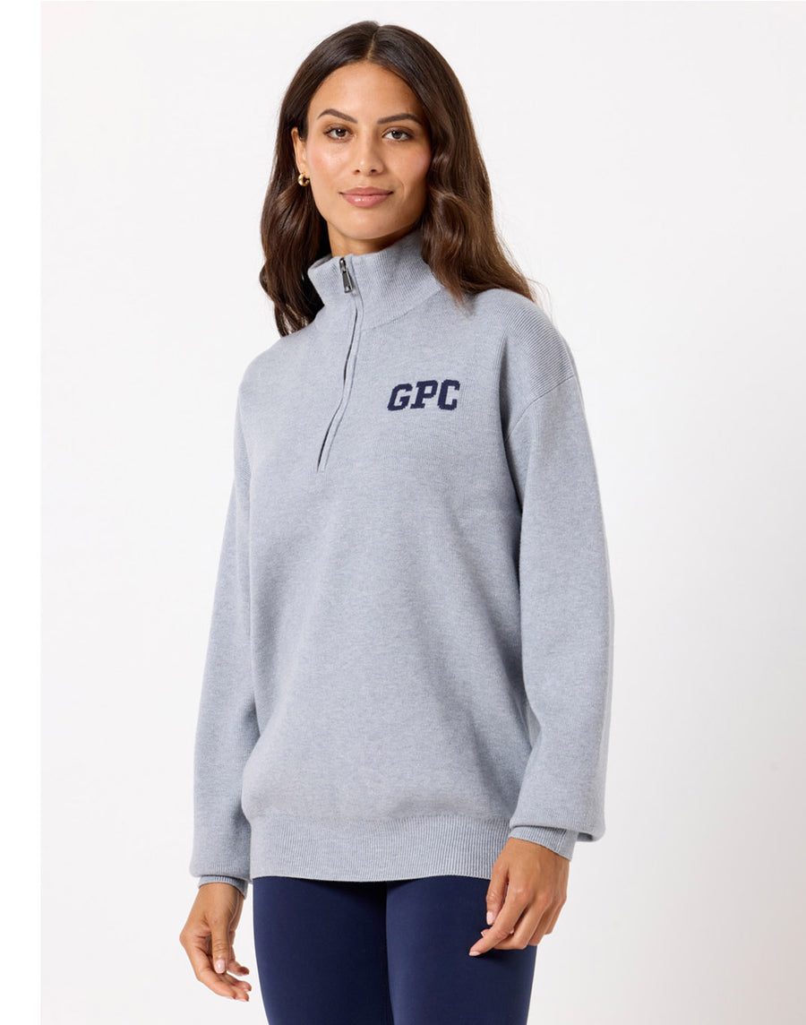 Knit Half Zip in Stone