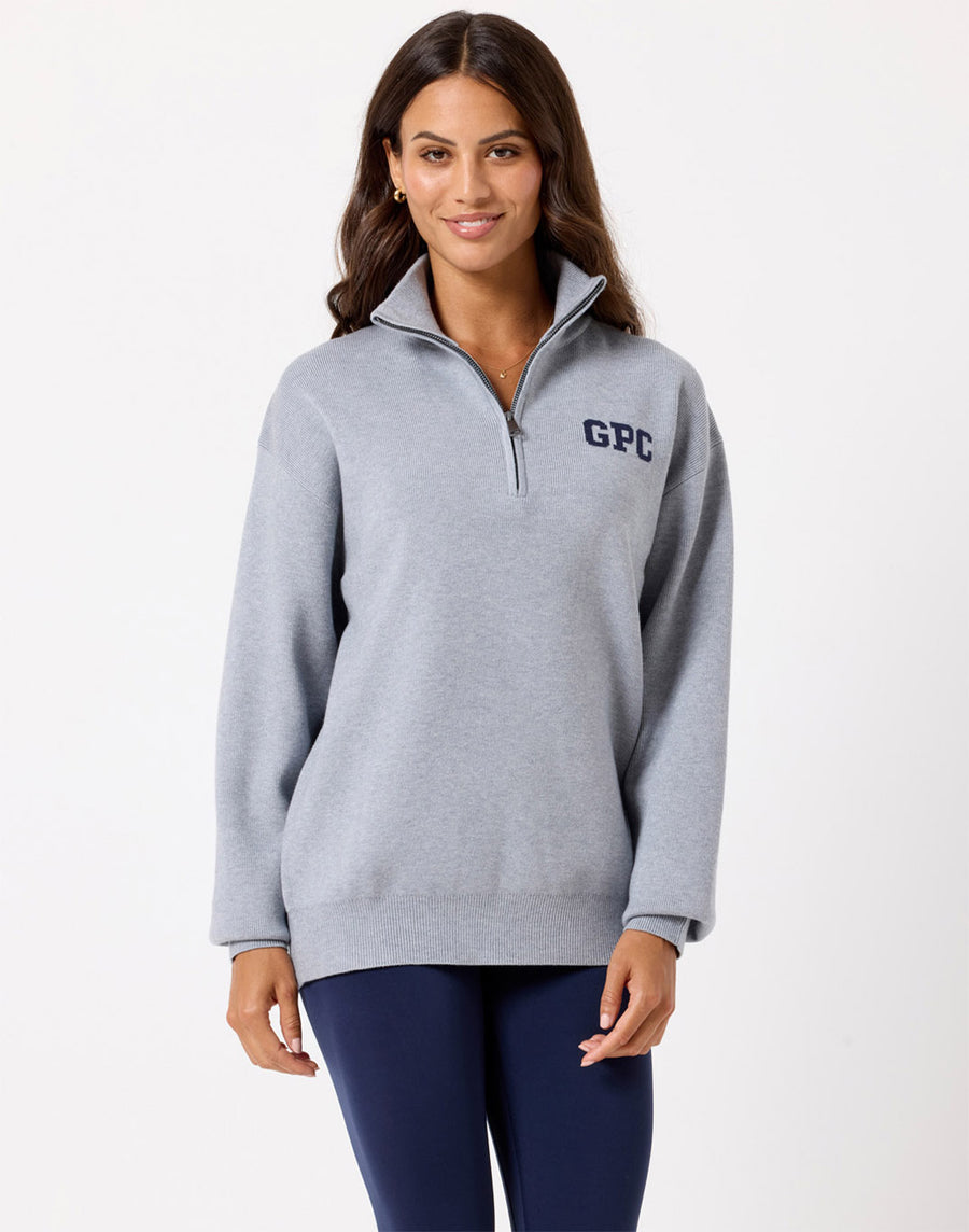 Knit Half Zip in Stone