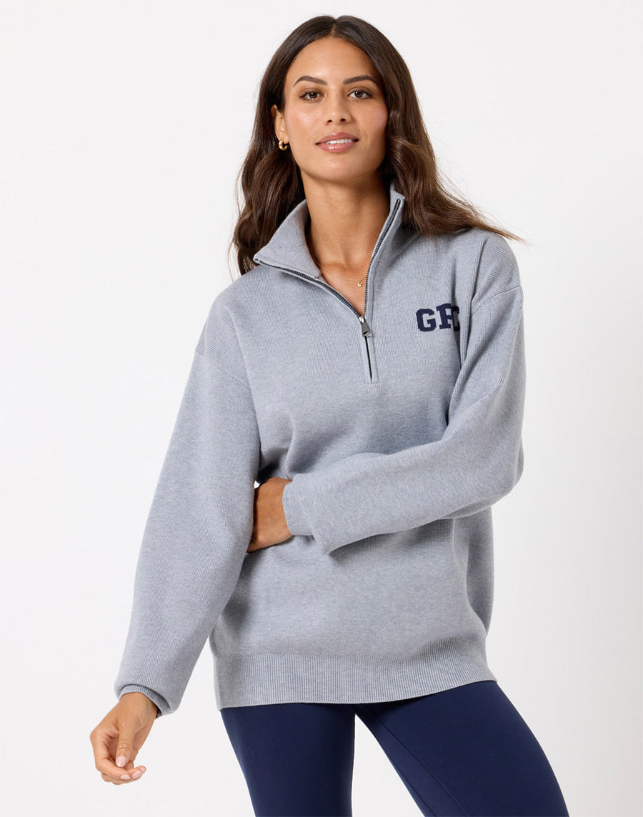 Knit Half Zip in Stone