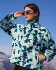 Snap Polar Fleece in Teal Pop Print