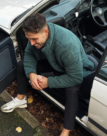 Cord Puffer Jacket in Amazon Green