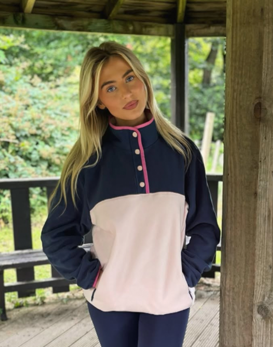 Half Snap Polar Fleece in Powder Pink