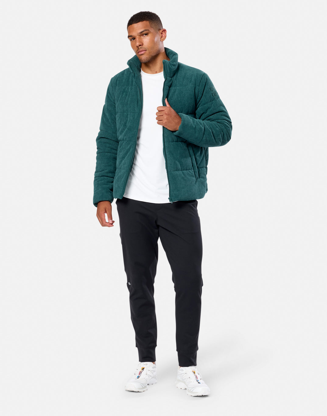 Cord Puffer Jacket in Amazon Green