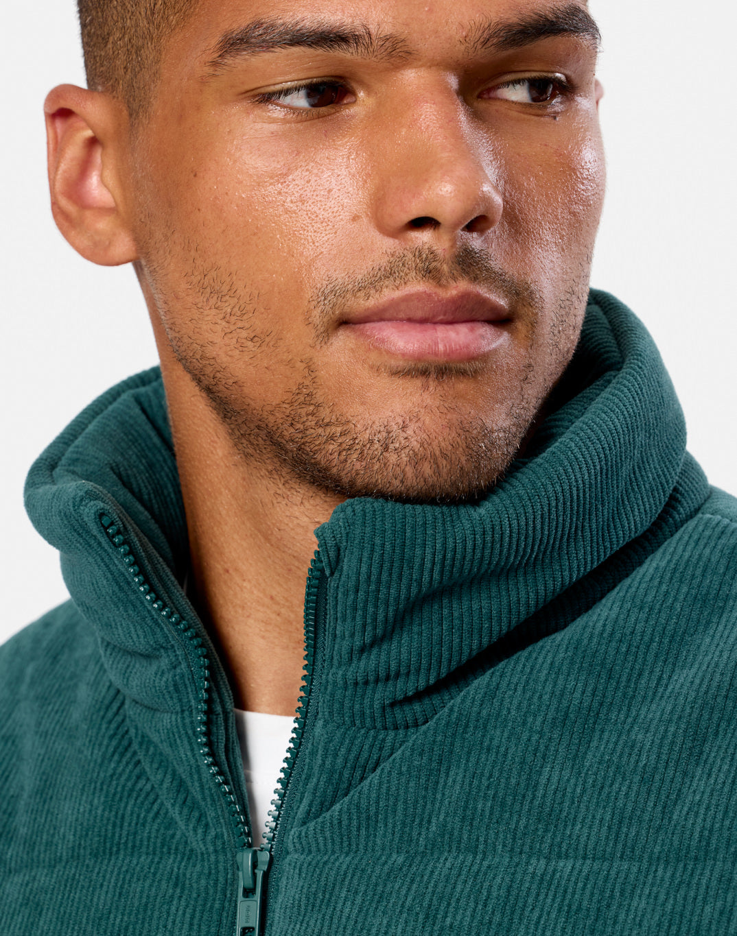 Cord Puffer Jacket in Amazon Green