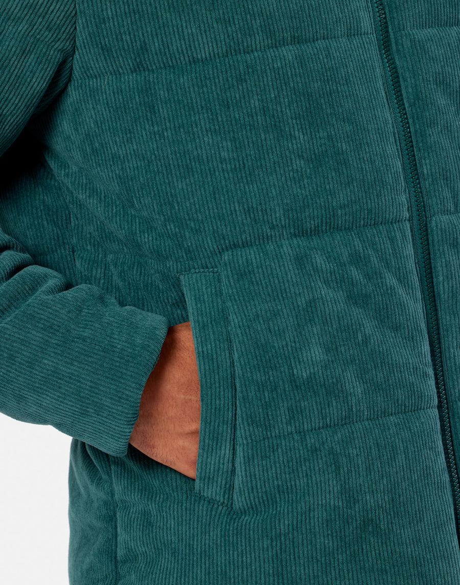 Cord Puffer Jacket in Amazon Green