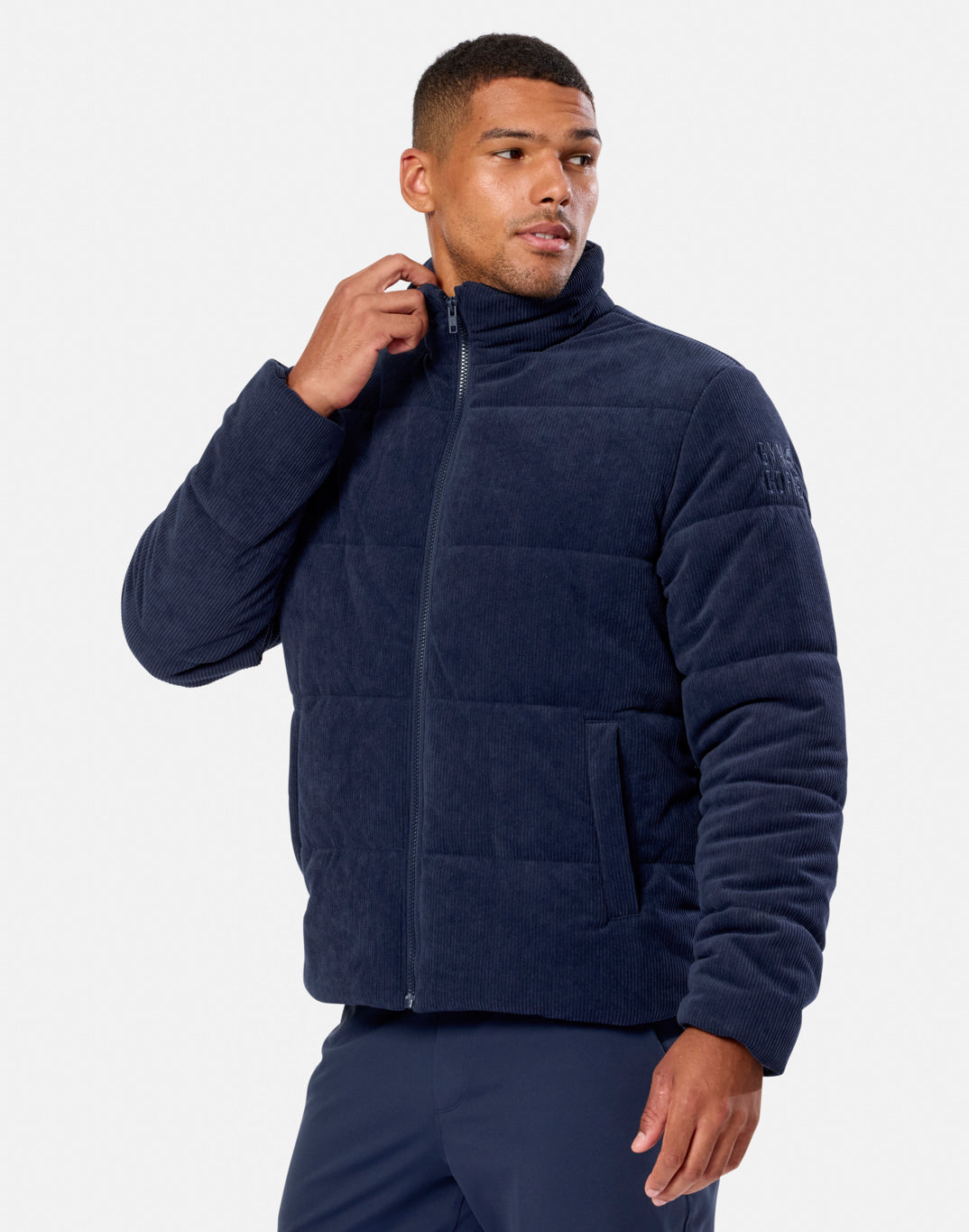 Cord Puffer Jacket in Twilight Navy