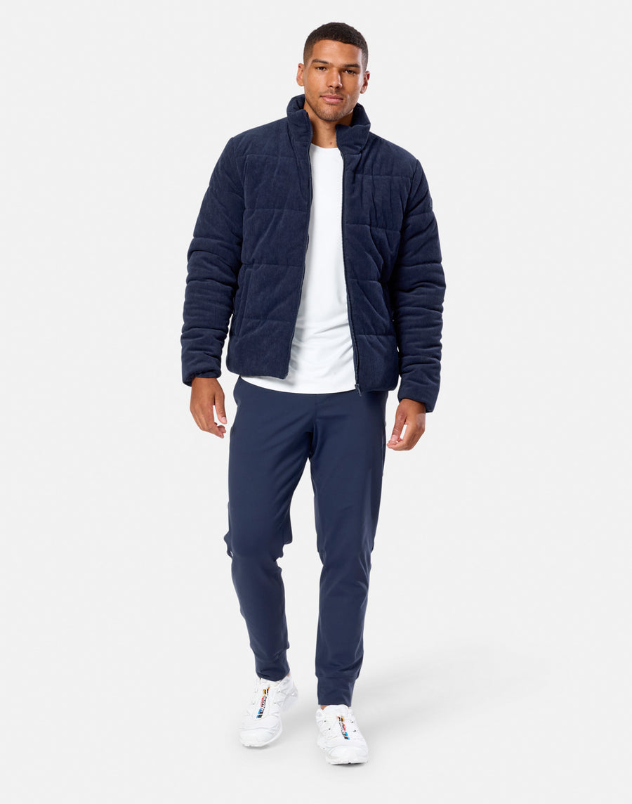 Cord Puffer Jacket in Twilight Navy