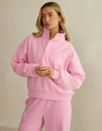 Daily Snap Collar Sweatshirt in Pink Blossom