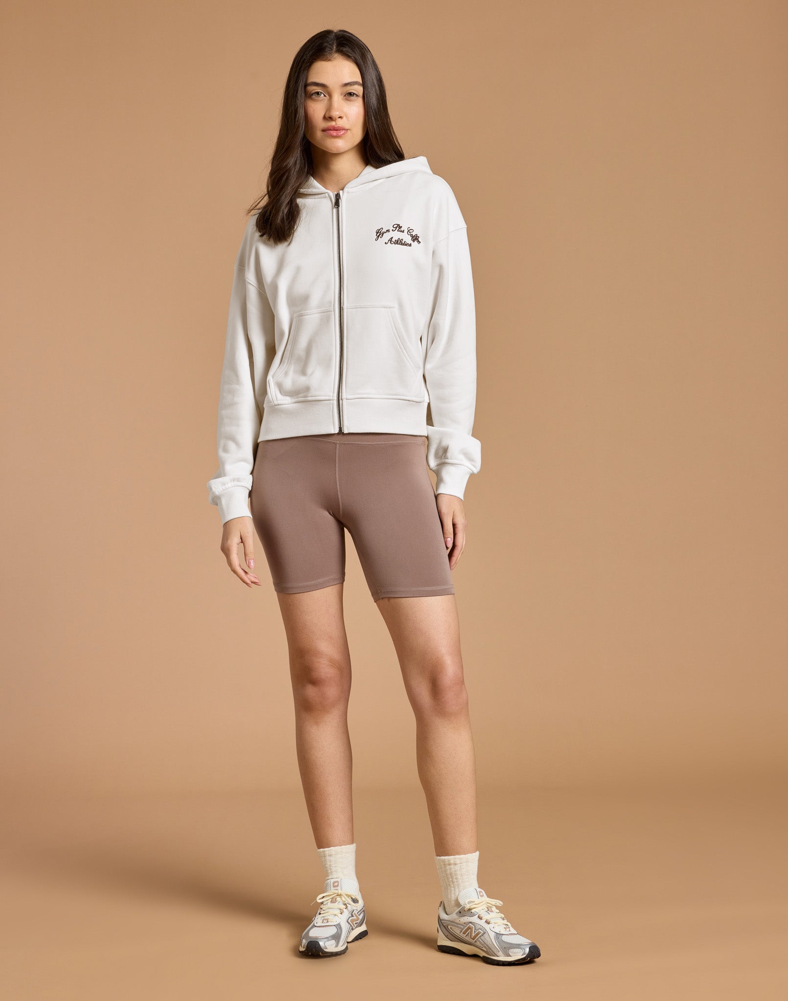 Daily Zip Hoodie in Warm White