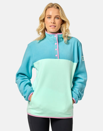 Half Snap Polar Fleece in Aqua