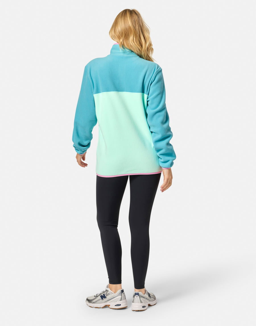 Half Snap Polar Fleece in Aqua