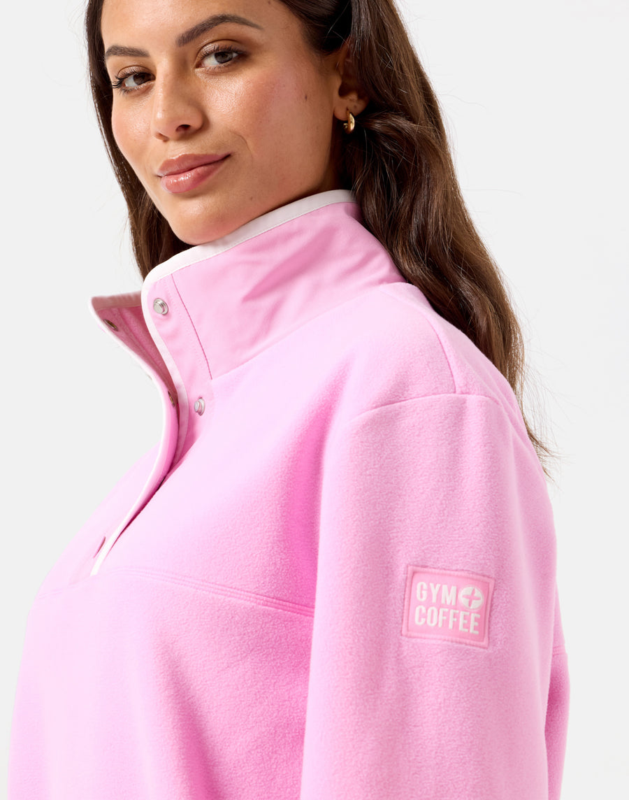 Half Snap Polar Fleece in Cotton Candy