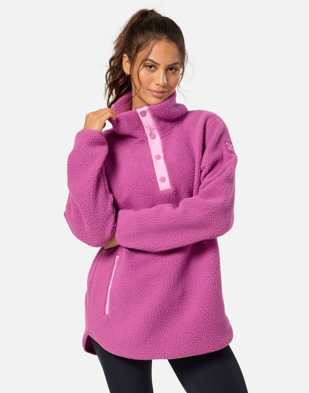 Horizon Longline Half Snap in Crisp Pink