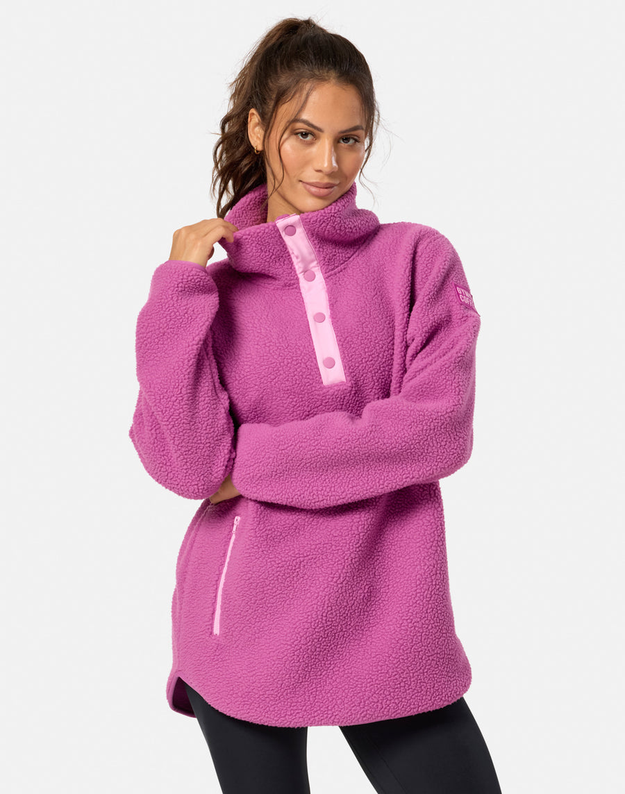 Horizon Longline Half Snap in Crisp Pink