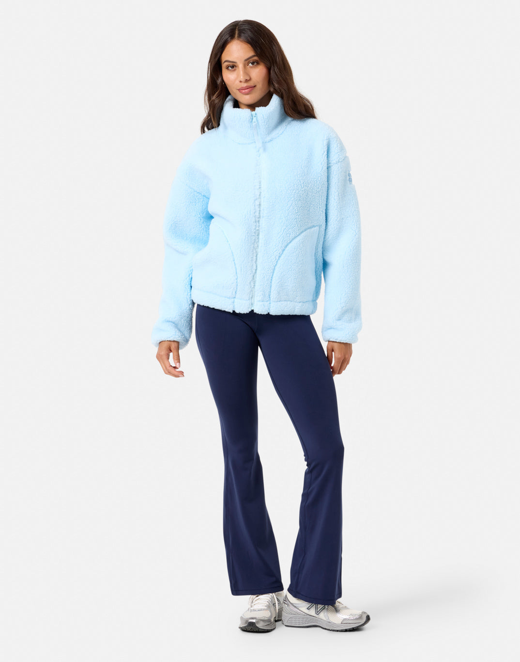 Industry Fleece High Collar Jacket in Baby Blue