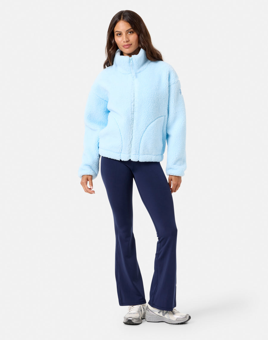 Industry Fleece High Collar Jacket in Baby Blue