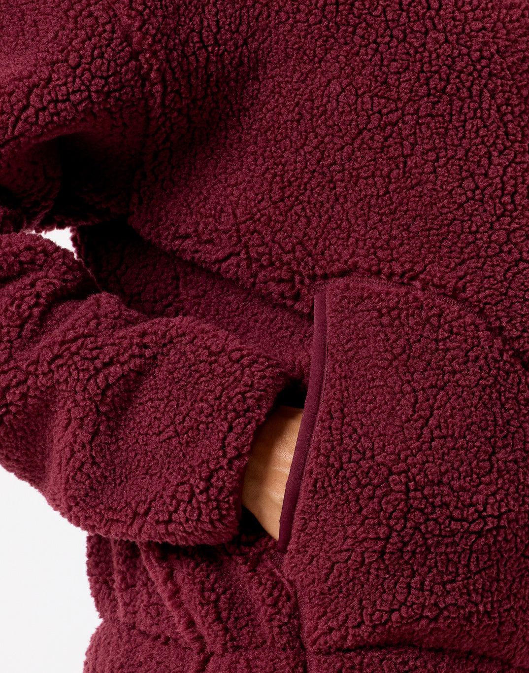 Industry Fleece High Collar Jacket in Cherry Crush