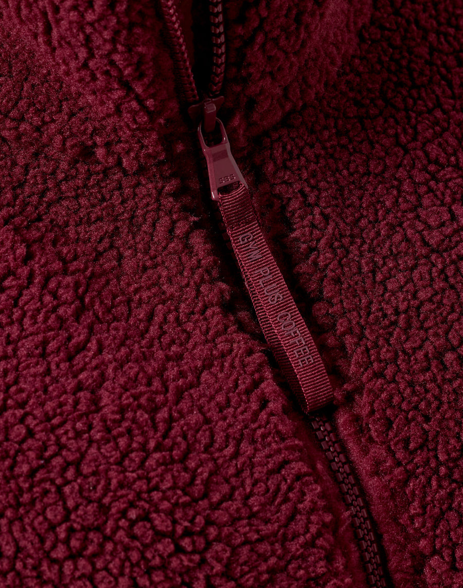 Industry Fleece High Collar Jacket in Cherry Crush