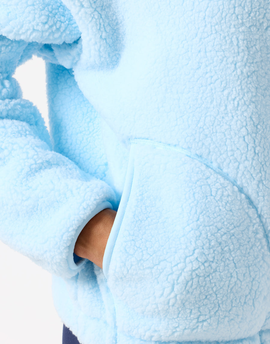 Industry Fleece High Collar Jacket in Baby Blue