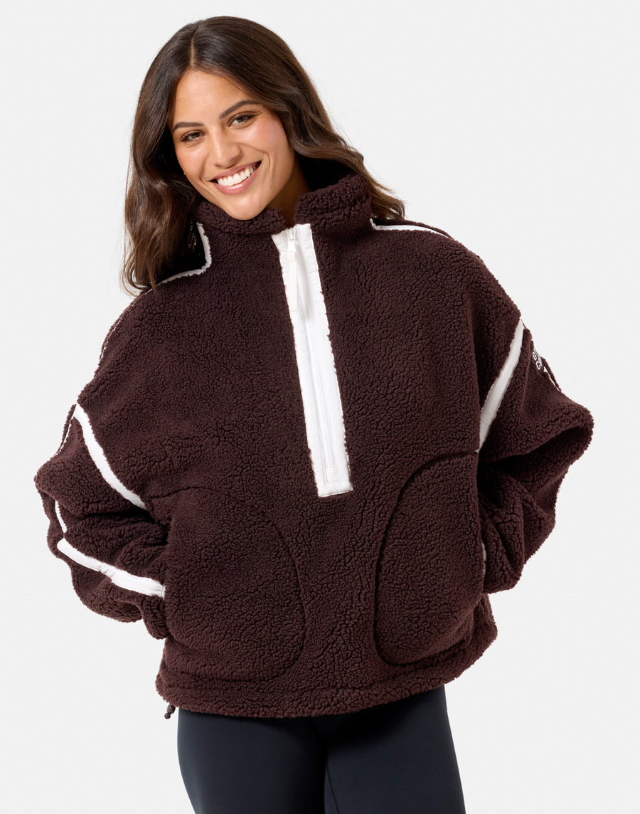 Industry Fleece Half Zip in Mocha Bean