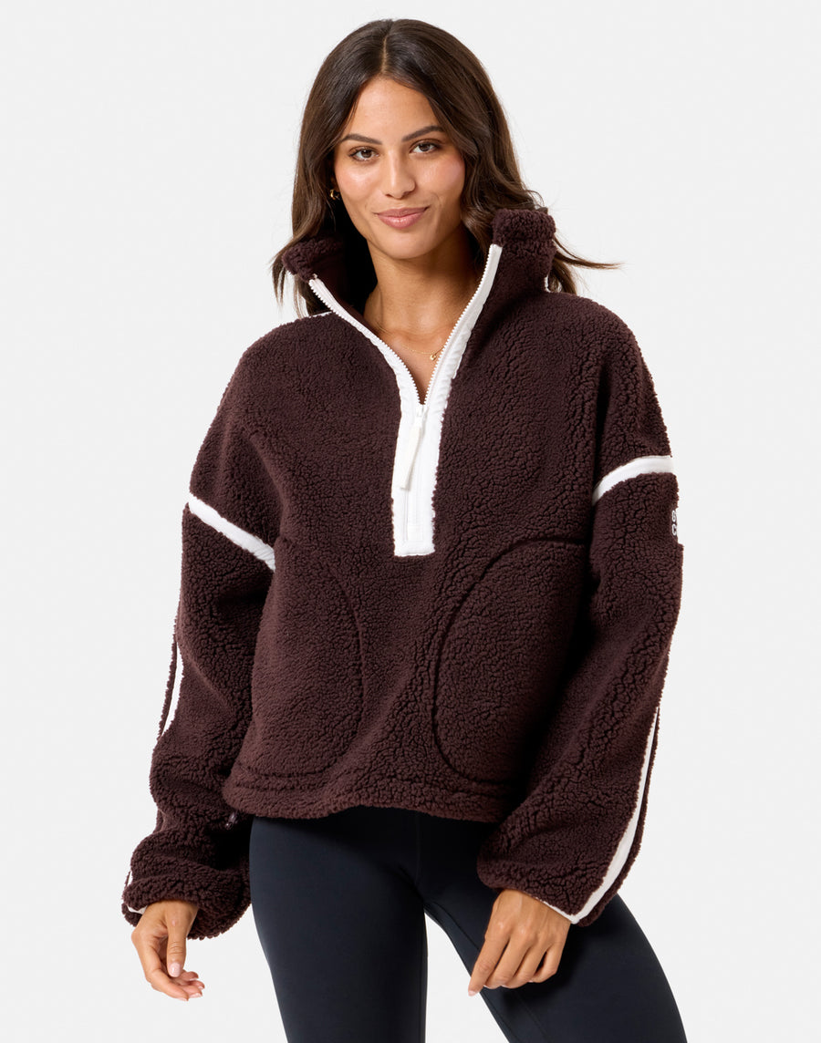 Industry Fleece Half Zip in Mocha Bean