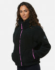 Industry Fleece High Collar Jacket in Black