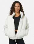 Industry Fleece High Collar Jacket in Cloud White