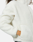 Industry Fleece High Collar Jacket in Cloud White